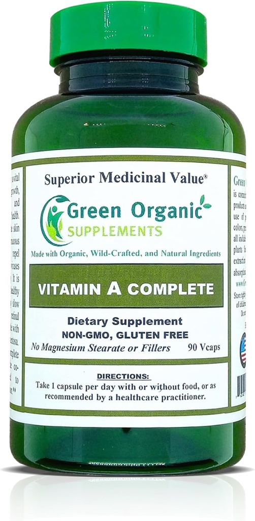 녹색 유기 보충교재 비타민 A, Retinyl Palmitate, 90의 VCaps, 15000IU의 손은, 비 GMO, & 글루텐 해방합니다 (1의 포장)