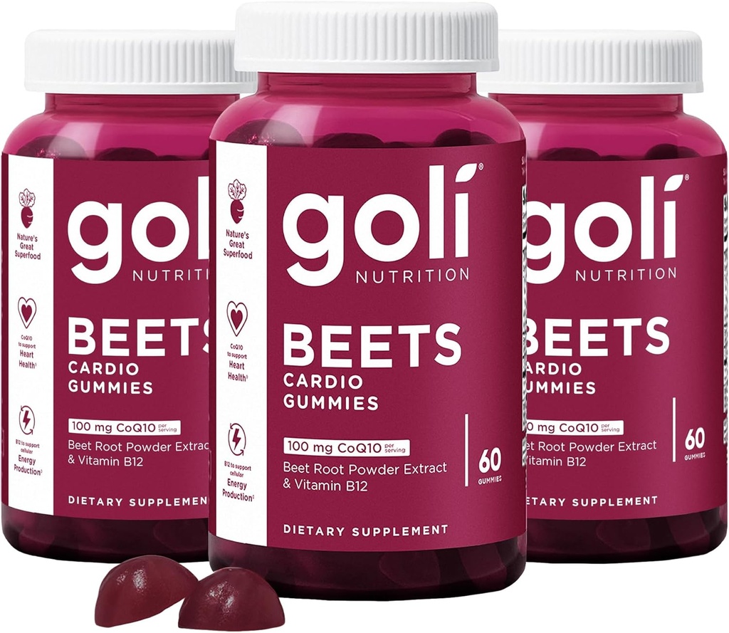 Goli 영양 보충교재, 베레 Cardio 거미, 60의 조사 (3 팩), 100mg CoQ10 & 베레 뿌리 추출물 - 글루텐 자유로운, Vegan, 비 GMO 및 젤라틴 자유로운. 성격의 중대한 Superfood