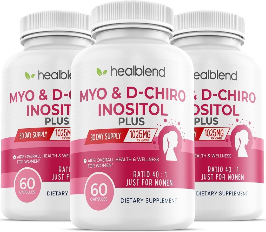 Myo & D-Chiro Inositol Plus Supplement Blend, Hormonal Balance, 건강한 Ovulation & Women, Fertility 및 임신 건강을위한 전반적인 웰빙 지원 (3 팩)