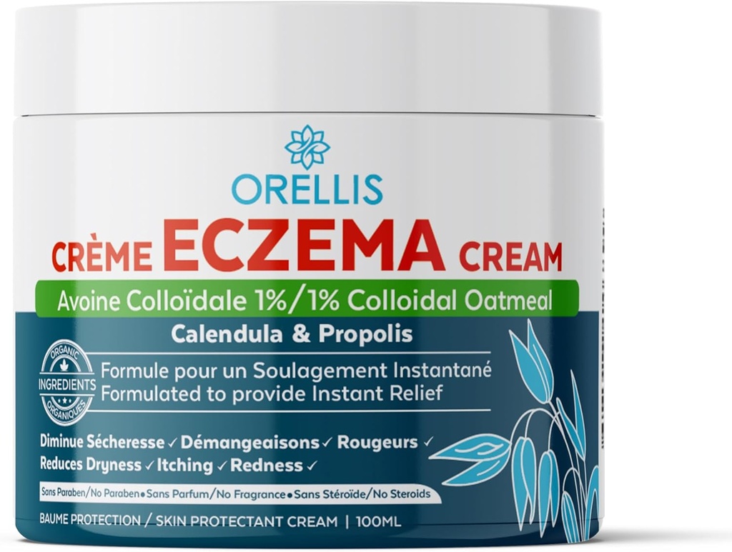 유기 콜로이드 Oatmeal, Calendula & Propolis, 자연 Eczema 구호 연고 얼굴 & 몸을 가진 Eczema 크림. 즉시 Itch 기복, Dermatitis 로션 아이 & 성인. Soothe 피부 자극.