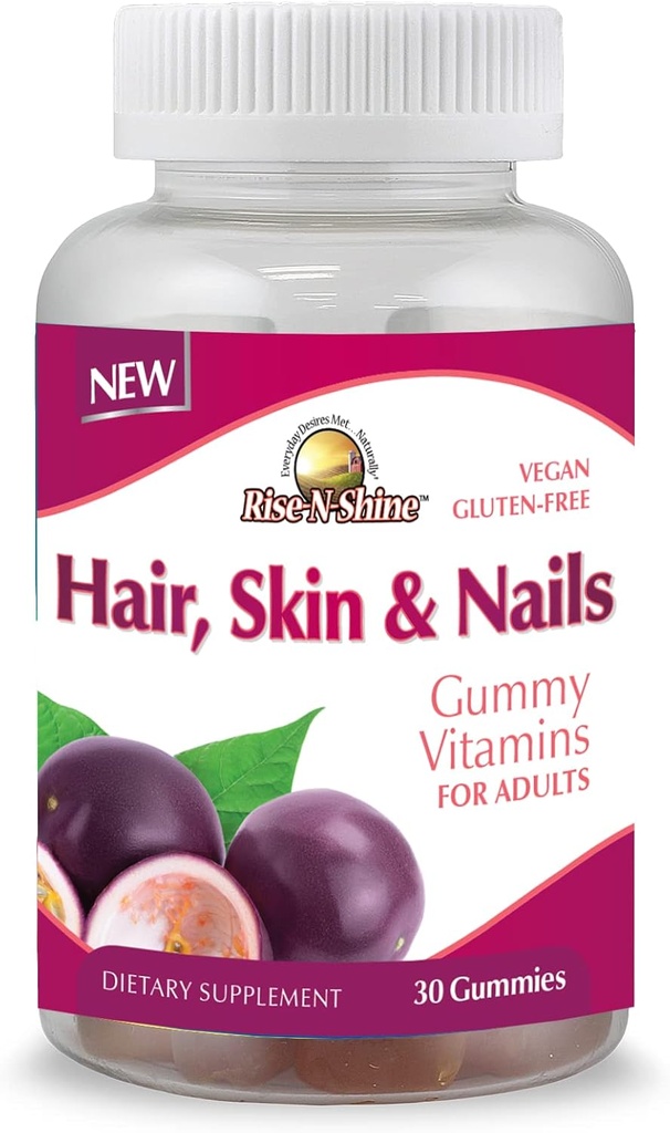 Rise-N-Shine Hair Skin & Nails Gummy Vitamins - 여성을위한 Pectin 기반 Gummies & 비타민, Biotin, Collagen & More - 30 개