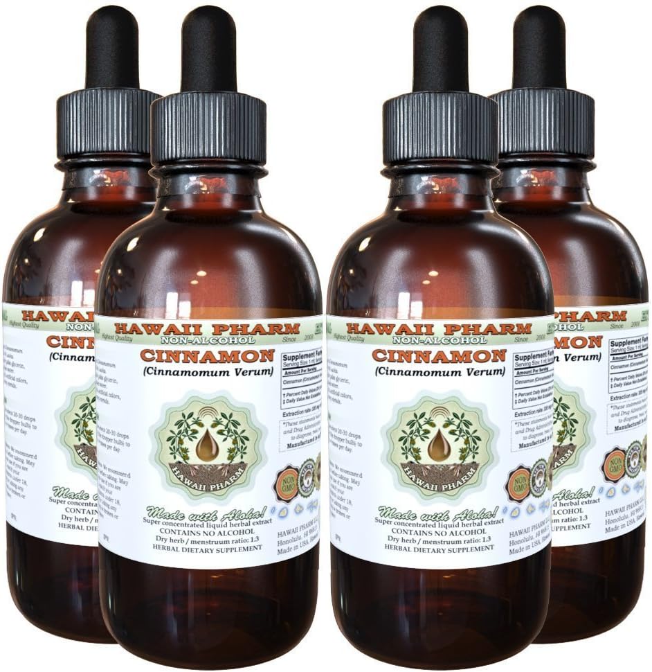 Cinnamon 알콜 자유로운 액체 추출물, Cinnamon (Cinnamomum Verum)에 의하여 말린 Bark Glycerite 하와이 Pharm 자연적인 초본 보충교재 4x4 oz