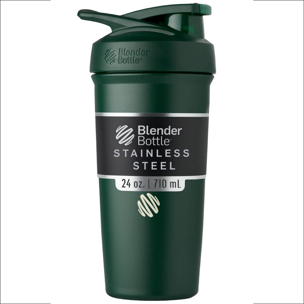 BlenderBottle Sport는 와이어 위스키, 24Ounce, Forest - Athletes & Fitness Enthusiasts, Easy Mixing, Keeps Drinks Cold, Lockable Lid에 대한 Protein Shakes & Hydration을 사용하여 스테인레스 스틸 셰이커 병을 격리했습니다.