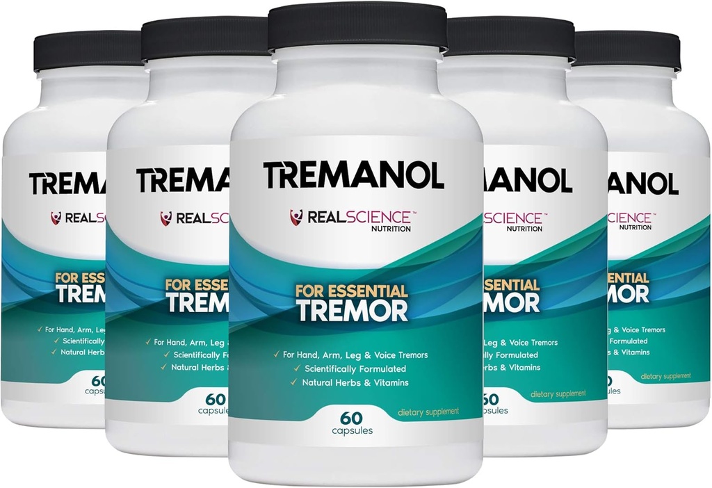 Tremanol - 5 팩 - 필수 Tremor에 대한 자연 보조 - Shaky Hands, Arm, Leg, & Voice Tremors에 대한 완화 제공
