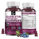 Bromelain 2378mg을 가진 Quercetin Gummies - Elderberry, Echinacea Purpurea 추출물, 아연, 비타민 C, D3, K2의 복잡한 지원 면역, 심장 혈관 & 호흡, 성인 & Kid를 위한 Vegan Gummy를 가진 혼합