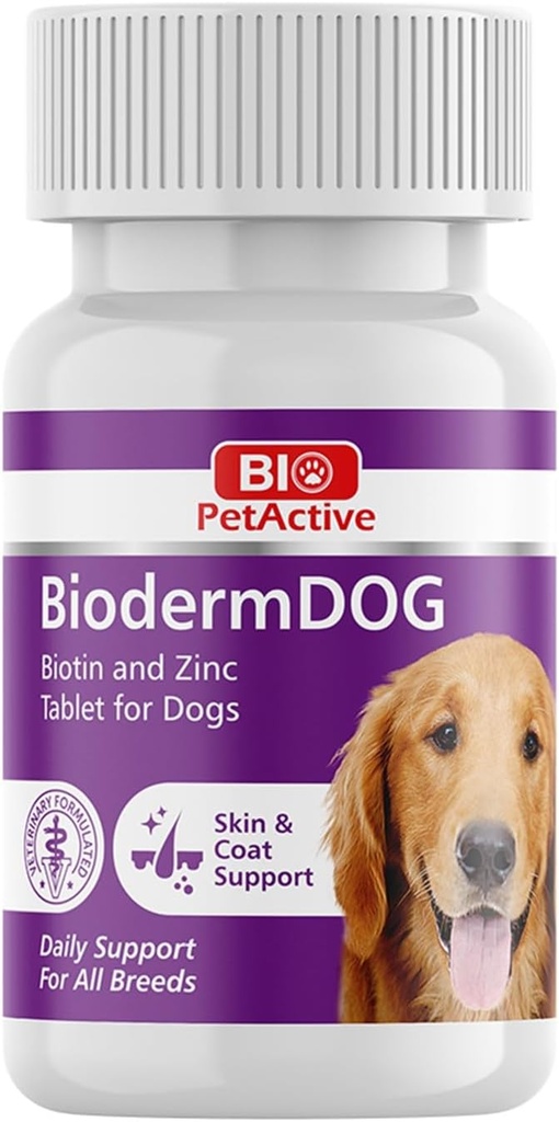 생물 애완 동물 활동적인 BiodermDOG 0.5 아연과 Biotin는 개, 면역 체계, 피부, 외투 및 개, 1.32 oz, 75 Chewable 정제를 위한 정제를 메모장에 기입합니다