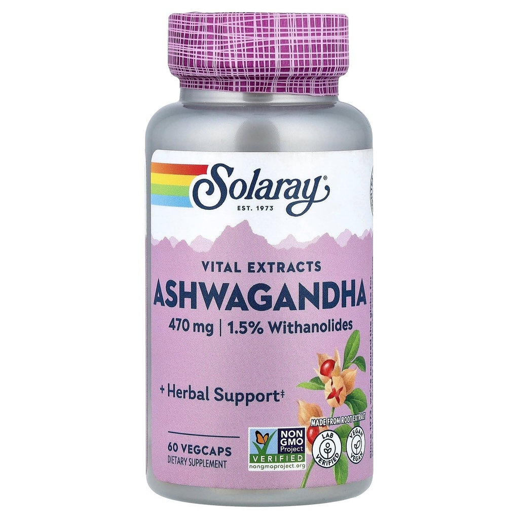 SOLARAY Ashwagandha, 470 mg의 60의 VegCaps