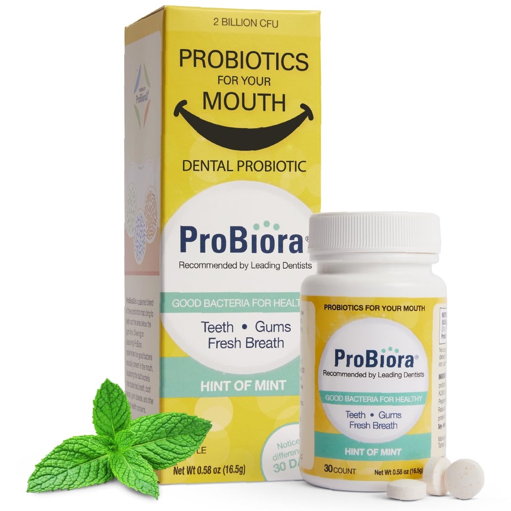 ProBiora 구강 Probiotics for Teeth and Gums | 개선된 구강 건강을 위한 치과 프로바이오틱스 | 성인용 나쁜 호흡 치료 | ProBiora3 특허 프로바이오틱스 혼합 | 치아 미백 | 30 분 정제