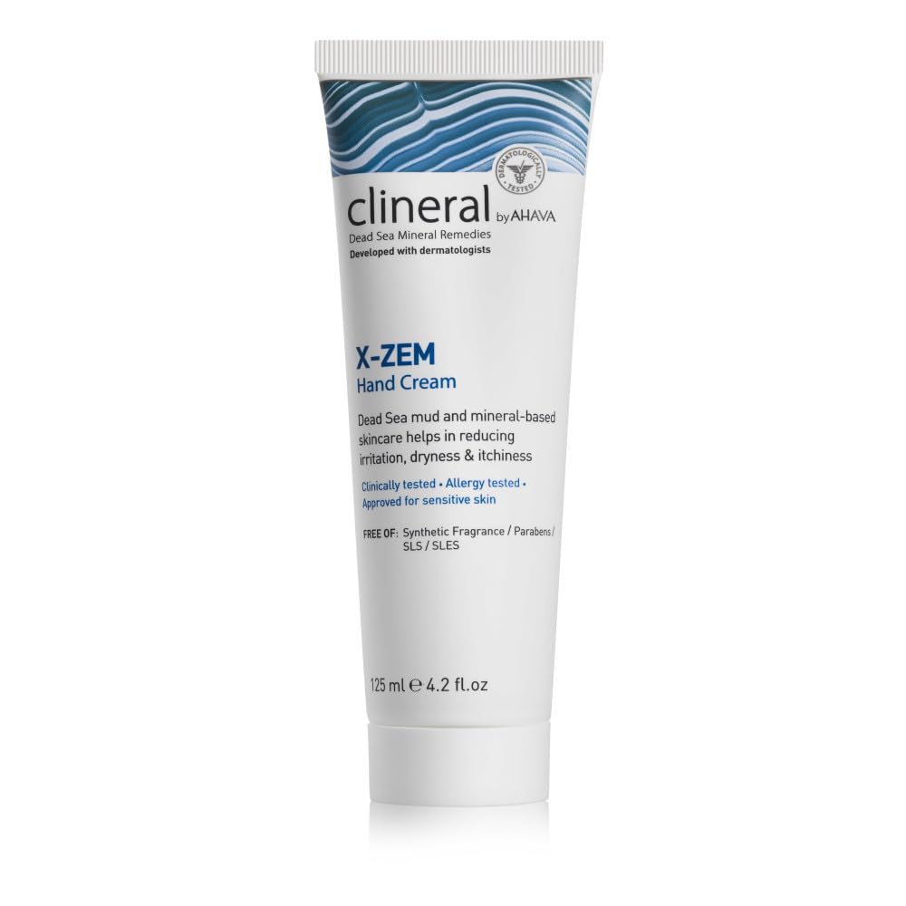 AHAVA Clineral X-Zem 핸드 크림 - 피부염에서 불편을 완화하고, 적색, 건조 및 itchiness, 부드러움 건조 및 거친 패치, Hippophae 오일, Shea Butter & Osmoter, 4.2 Fl.Oz와 함께