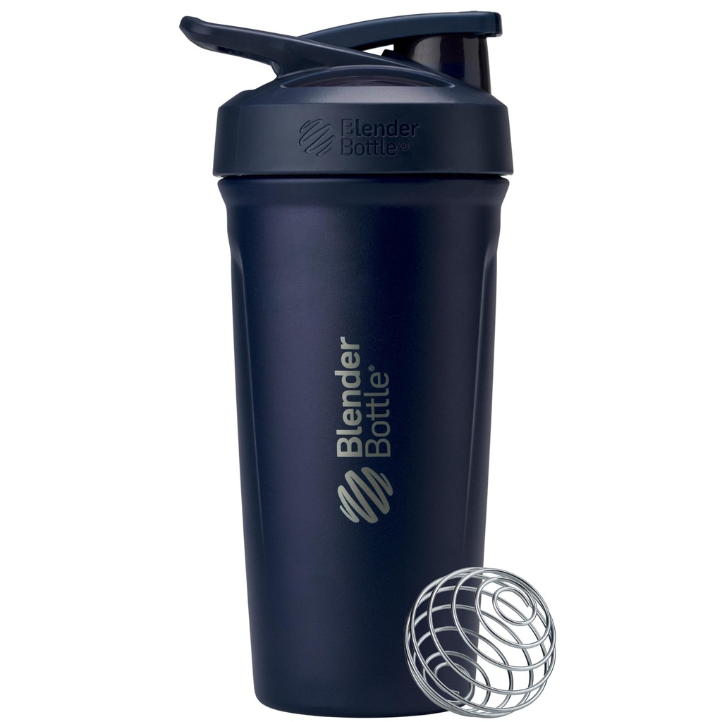 BlenderBottle 스포츠 절연 스테인레스 스틸 셰이커 병 와이어 위스키, 24Ounce, Navy – Protein Shakes & Athletes & Fitness Enthusiasts, Easy Mixing, Keeps Drinks Cold, Lockable Lid