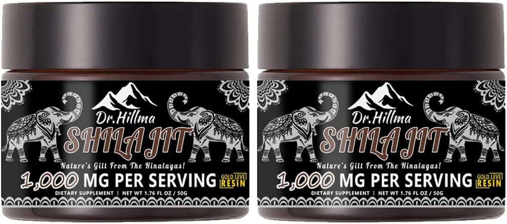 순수한 Shilajit 수지, 확실한 황금 급료 A, 1000mg 에너지, 면역력, 50 그램, 2 팩을 위한 Fulvic 산을 가진 최대 힘 유기 자연적인 Shilajit 수지