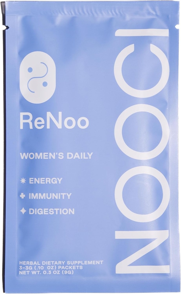 NOOCI ReNoo Women's Daily Powder for Energy, Immunity, Digestion | 여행 크기 | 추가 설탕 | 비 GMO | Vegan | 3 Sachets, 녹차