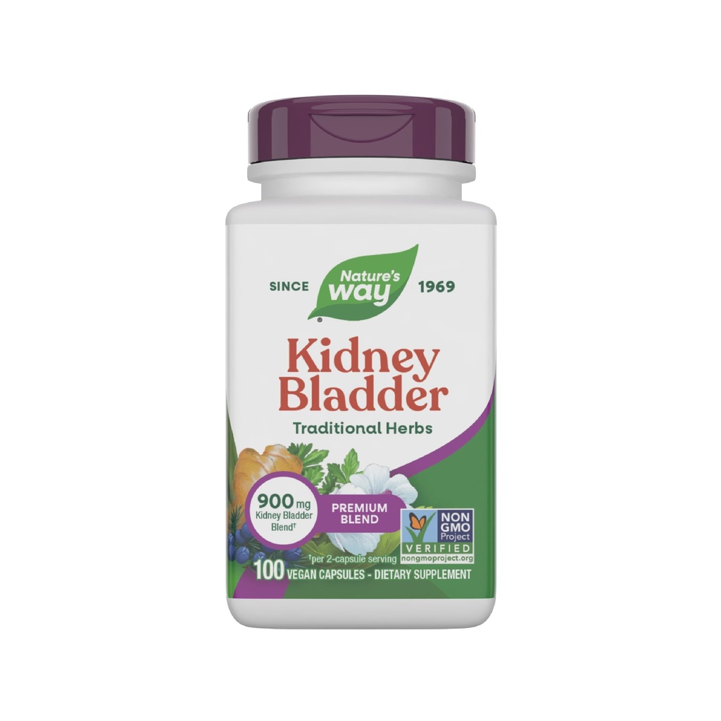 Nature's Way Kidney Bladder Premium Blend, 전통 허브 보충, 2-Capsule 서빙 당 900 mg, Non-GMO Project Verified, Vegan, 100 캡슐 (패키지 May Vary)