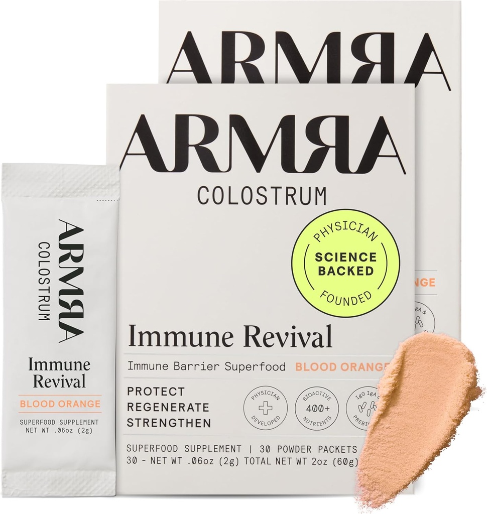 ARMRA ColostrumTM 파우더 | 블러드 오렌지 | 구트 헬스&블로팅 | 스킨&헤드 | 면역 | 케토, 글루텐 & 지방 무료 | 60 인분