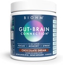 BIOHM Gut-Brain Connection Memory & Focus Supplement (6.74 Oz, 30 서빙) Gut Health & Cognitive Well-Being 지원, 향상된 Mood, Probiotics, Lion's Mane & Bacopa Monneiri, 초콜릿 맛