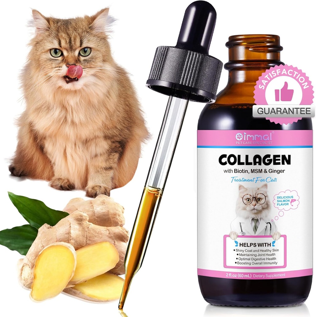 Cats 2 fl.oz를 위한 교원질, 고양이 하락을 위한 액체 교원질, 고양이 피부와 외투 보충교재를 위한 우수한 잔디 먹이는 교원질, Allergies Immunity를 가진 고양이를 위한 이발 기복, Bovine Collagens와 더불어 Biotin, MSM