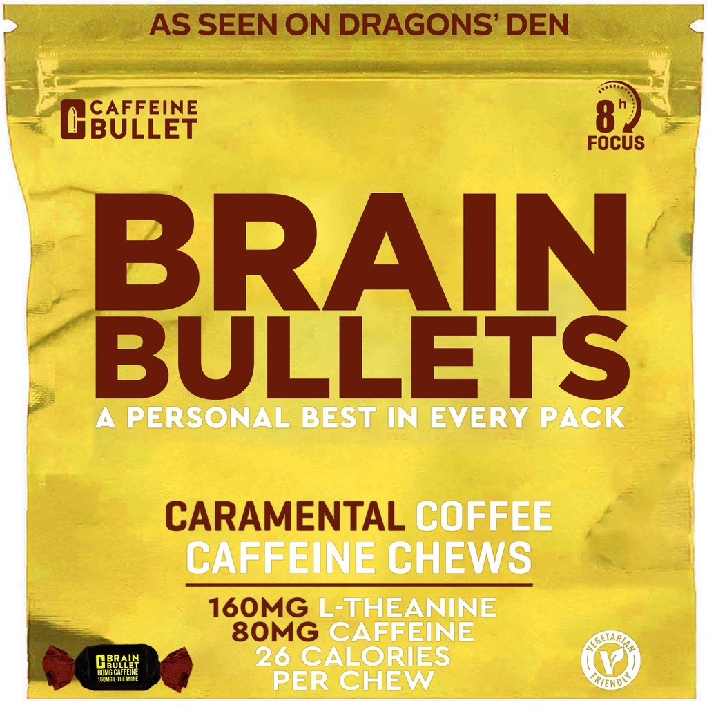 80mg Caffeine & 160mg L-Theanine 초점 강화 에너지 Chews (40의 서빙) – 신경 과학 역행 Nootropic 더미, 정신 Acuity & Cognitive 지원 | Caramel Frappe 풍미 뇌 탄알