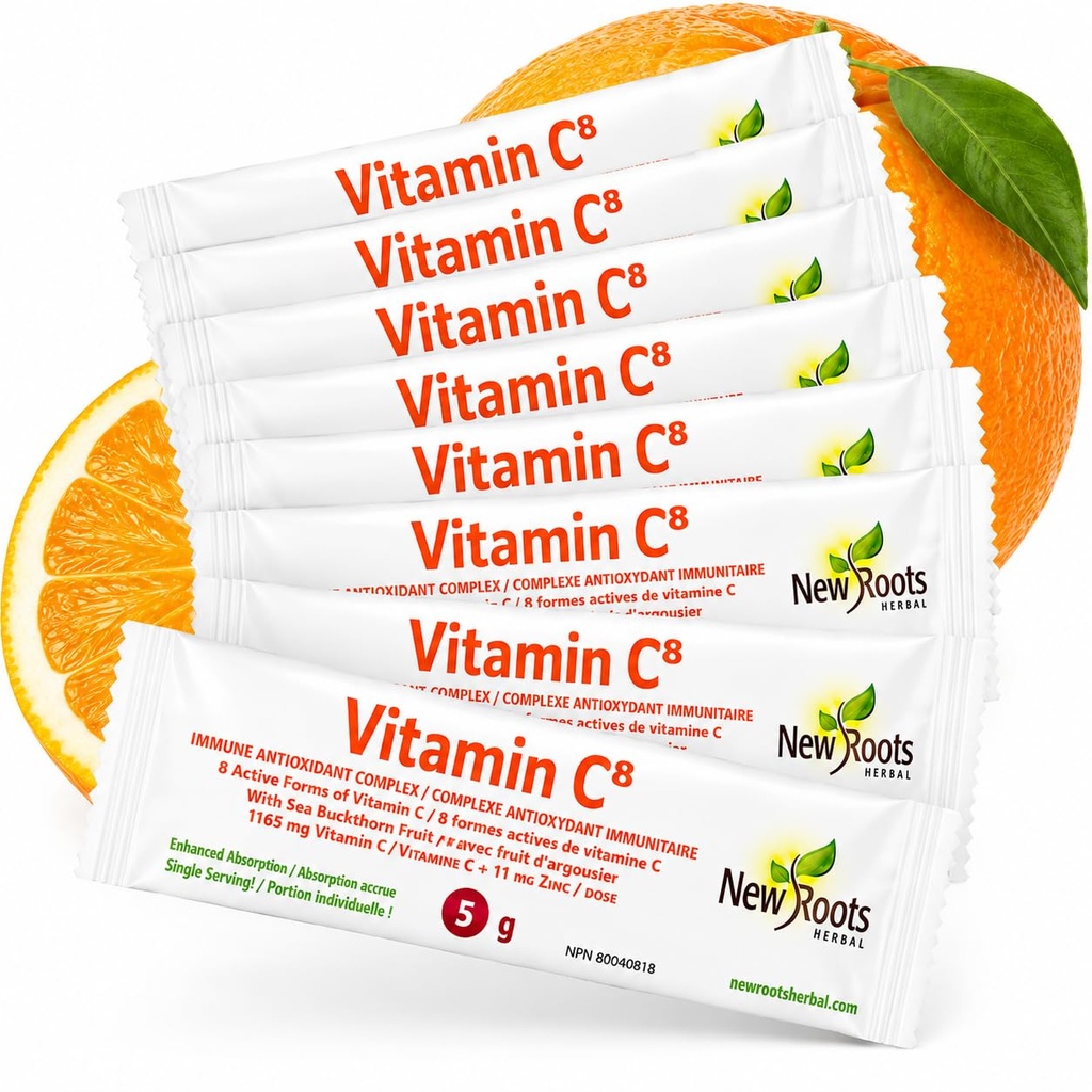 비타민 C8 분말 Immune 지원 (30 Sachets) 비타민 C, Electrolytes, Bioflavonoids & 최대 흡수 및 산화 방지 방어를위한 녹차의 8 가지 다른 형태와 맛있는 음료