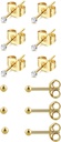 6Pairs 2mm/3mm 외과 강철 Hypoallergenic 꿰뚫는 장식 못, 20G 14K 진짜 금은 다수 구멍 피어싱 (Cubic 지르코니아, 진주, 공)를 위한 작은 장식 못 귀걸이 세트를 채웠습니다