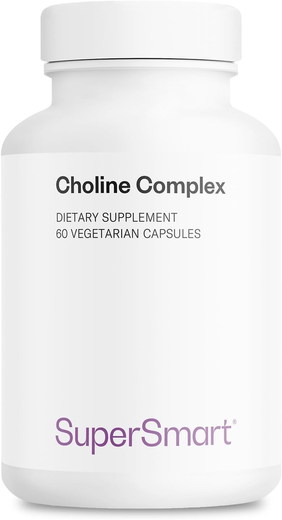 Supersmart - Choline Complex (Patented & High Strength) - Choline Bitartrate, GPC Choline & CDP Choline - 높은 Potency Choline 보조제 | 비 GMO 및 글루텐 무료 - 60 채식 캡슐