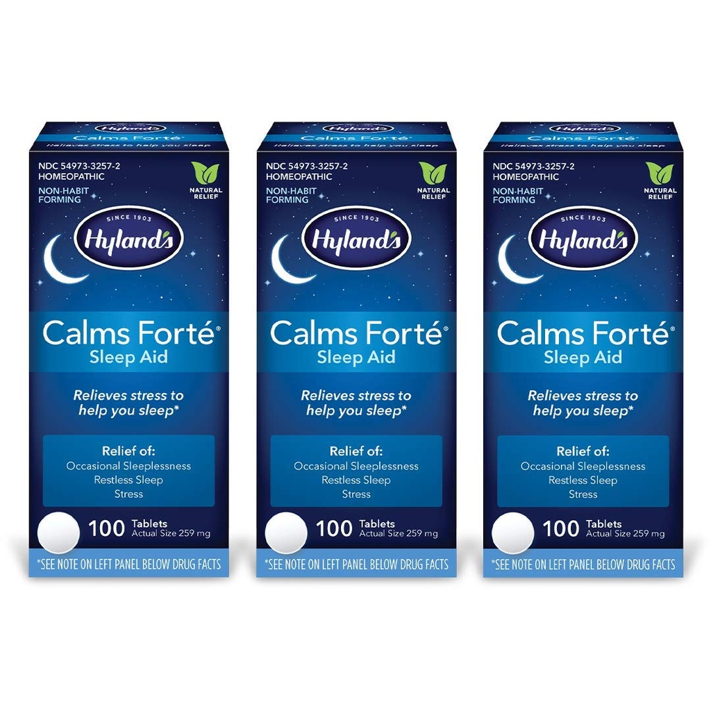 Hyland의 Calms Forte' Sleep Aid Tablets, Nervous Tension 및 Occasional Sleeplessness의 천연 구호, 100 Count (Pack of 3)