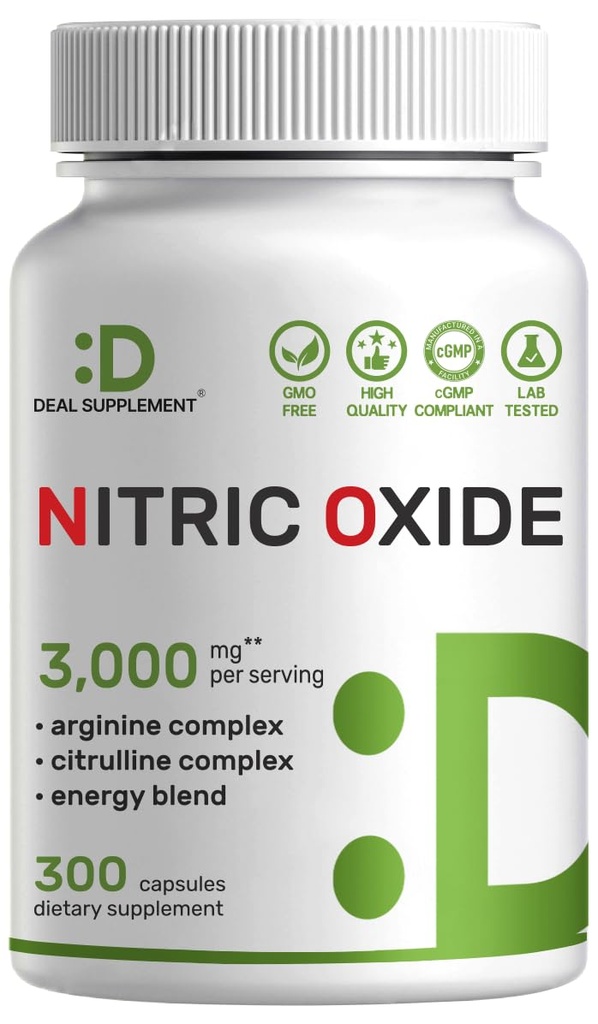 Nitric 산화물 부스터 3,000mg 서빙 당, 300 캡슐 – 12 in 1 Nitric 산화물 보충교재 – 에너지 혼합을 가진 아르기닌 & Citrulline 복잡한 – Marshmallow 뿌리 – Muscles&Heart에 Nutrient 교류 촉진