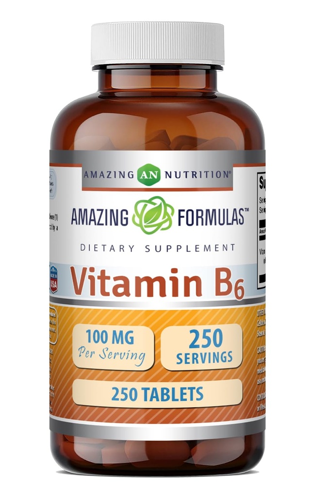 놀라운 수식 비타민 B6 보충 | 100 Mg per 서빙 | 정제 | Non-GMO | 글루텐 프리 | 미국 (1 팩, 250 개)