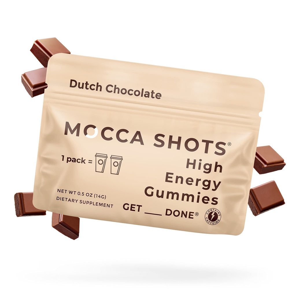 SGC 시애틀 거미 회사 카페인 에너지 Gummies 12 팩, 네덜란드 초콜릿 Mocca 에너지 Chews, Nootropic, Vegan, 식물 기반, 글루텐 무료, 200mg 카페인
