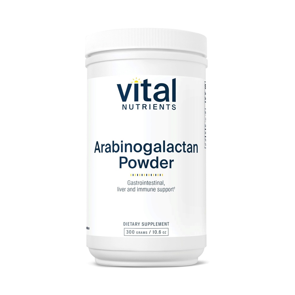 Vital Nutrients Arabinogalactan 분말 - GI 건강, 간결 및 면역 지원을위한 Vegan Prebiotic 섬유 보충 * 글루텐, 낙농장, Soy 무료 - Non-GMO - 300g