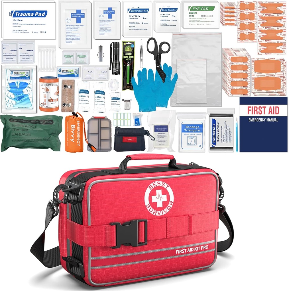 포괄적인 응급 처치 키트- 고급 Trauma 키트 라벨 준수, 자동차, 홈, 캠핑 및 야외 Emergencies -324Piece Set