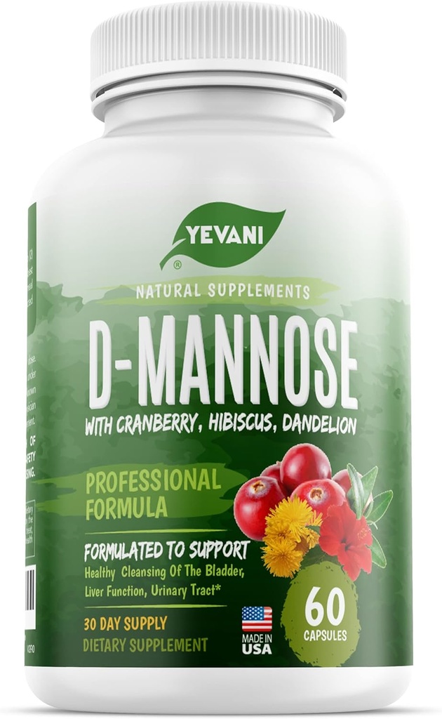 100% 순수한 D-Mannose 캡슐 Cranberry, Hibiscus 및 Dandelion 추출물, Urinary Tract 건강 및 Bladder 지원을 위한 빠른 행동 직업적인 UTI 예방 공식을 가진 1000 mg