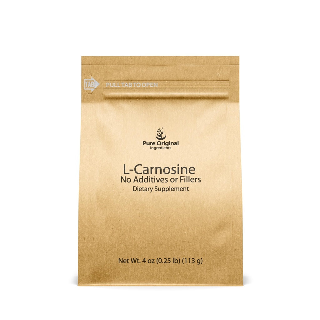 PURE ORIGINAL INGREDIENTS L-Carnosine 분말 (4 oz), 규정식 보충교재, 실험실 가공하는, 첨가물 없음 또는 충전물 없음