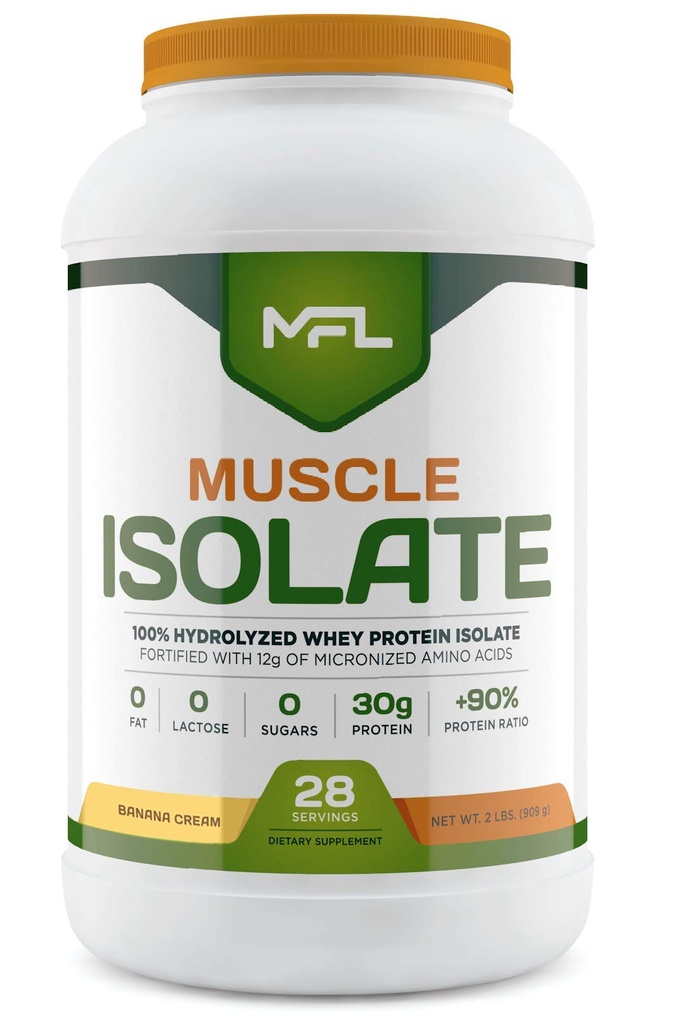MFL 100%는 단백질 l 30g l 12g 아미노산 l Keto 친절한 l 낮은 탄미익 l 2 lbs. (Banana 크림)