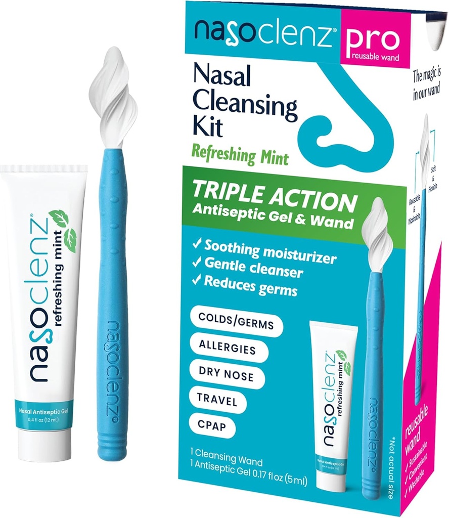 Pro: Nasal Cleansing Kit – Gentle Wand & Nasal Antiseptic Gel, Nose Cleaner 및 Nasal Moisturizer for Dry Nose & Sinus Relief (최소 1 카운트, 최대 120 사용)