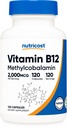 Nutricost 비타민 B12 (Methylcobalamin) 2000mcg, 120 캡슐 - 채식 모자, 비 GMO, 글루텐 무료 B12 보충