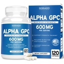 알파 GPC 콜린 캡슐 - 120 조사, 600mg 서빙 (Brain Support Aid that Support Focus, Memory, Motivation, & Energy (Third Party Tested, Vegan Safe Made in the USA) 뇌 지원 보충