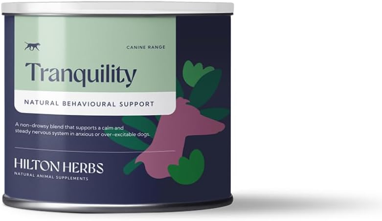 Hilton Herbs Canine Tranquility 보충교재 Anxiety/Nerves/Stress를 위한 개, 4.4 oz 욕조