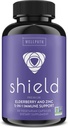 WellPath 방패 Elderberry 캡슐 - 아연, 비타민 C, Echinacea, 꿀벌 Propolis - 프리미엄 아연 보충 - 600 mg Sambucus 검정 Elderberry 알약 성인 - 60 Ct