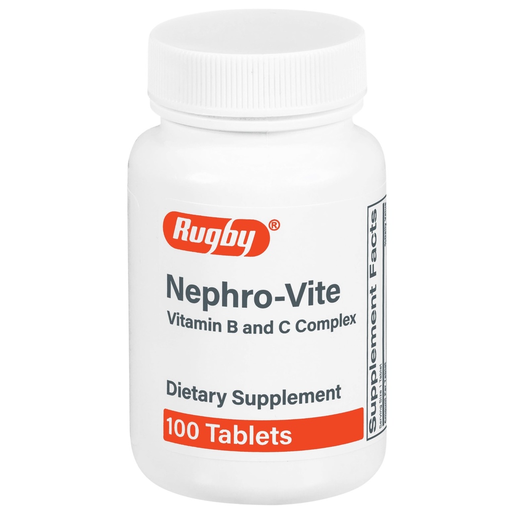 럭비 Nephro-Vite 비타민 B 및 C 복합 정제 - Dietary Supplement - 100 개 (1 팩)