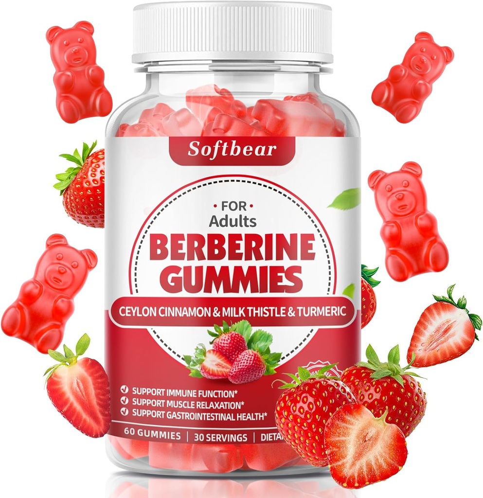 Ceylon Cinnamon Gummies 유기 Berberine HCL 1500mg를 가진 softbear Berberine Metabolism Immune 건강 설탕 자유로운 Berberine 보충 딸기 맛 60 조사를 위한