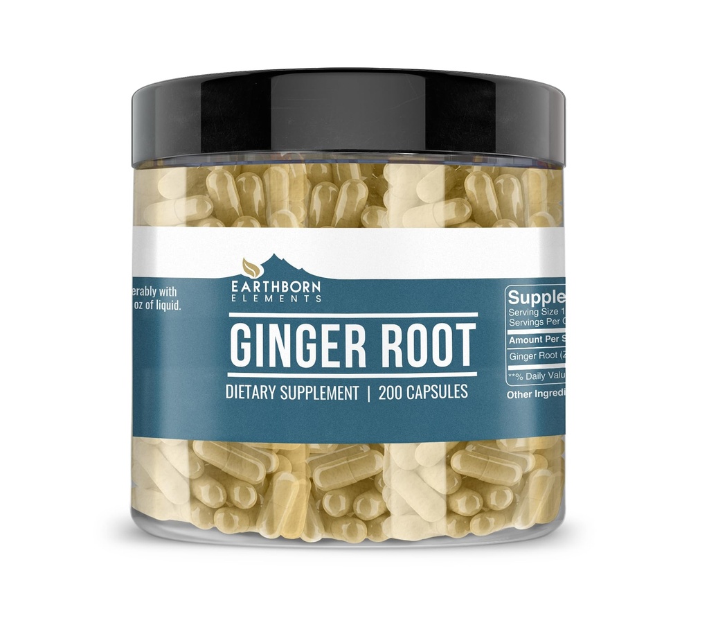 Earthborn Elements Ginger Root (200 캡슐) Pure & Undiluted, 첨가물 없음