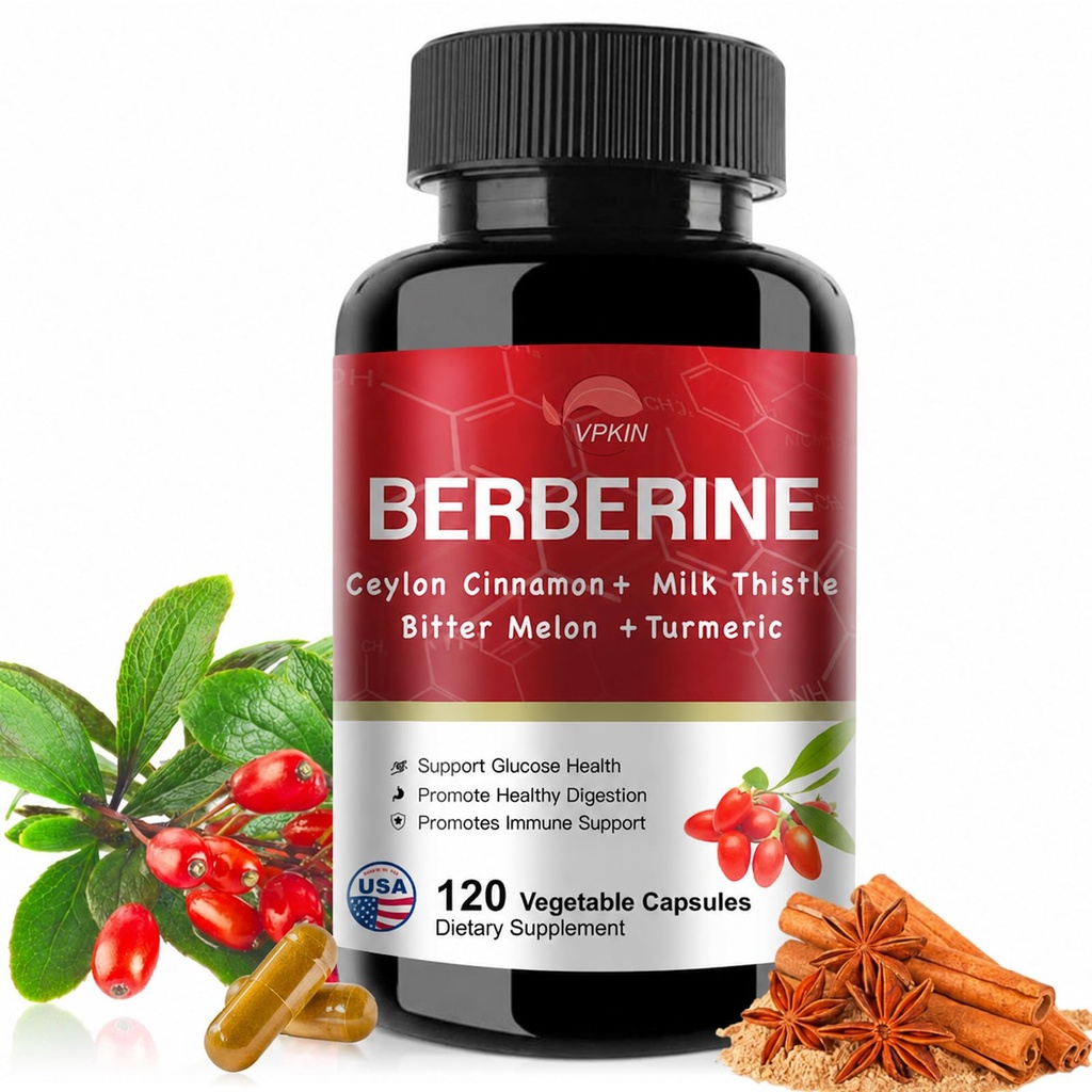 Berberine 보충교재 19,060mg의 Ceylon Cinnamon, 쓴 Melon, 밀크 이틀, 버버린 HCl 보충교재 (120의 캡슐)를 가진 버버린