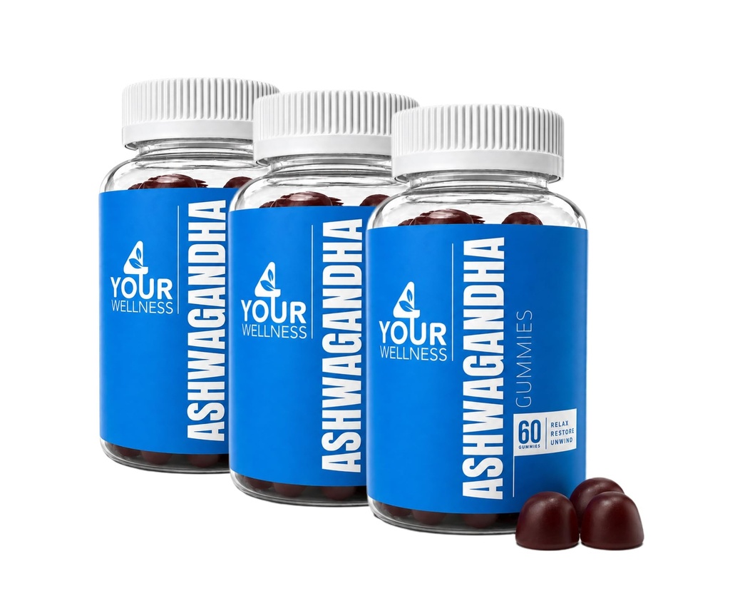 Ashwagandha Gummies 혼합 Berry KSM-66, 라이온의 Mane, 비타민 D, 비 GMO, 글루텐 무료, 젤라틴 무료 & 고셔 (180 개)