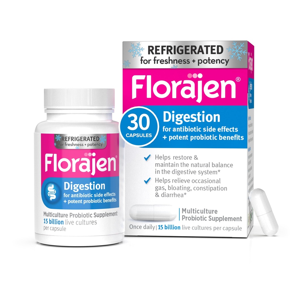 Florajen Digestion Probiotics, Gut Health Supplement with Constipation and Bloating Relief for Adults, 30 카운트 (추천)