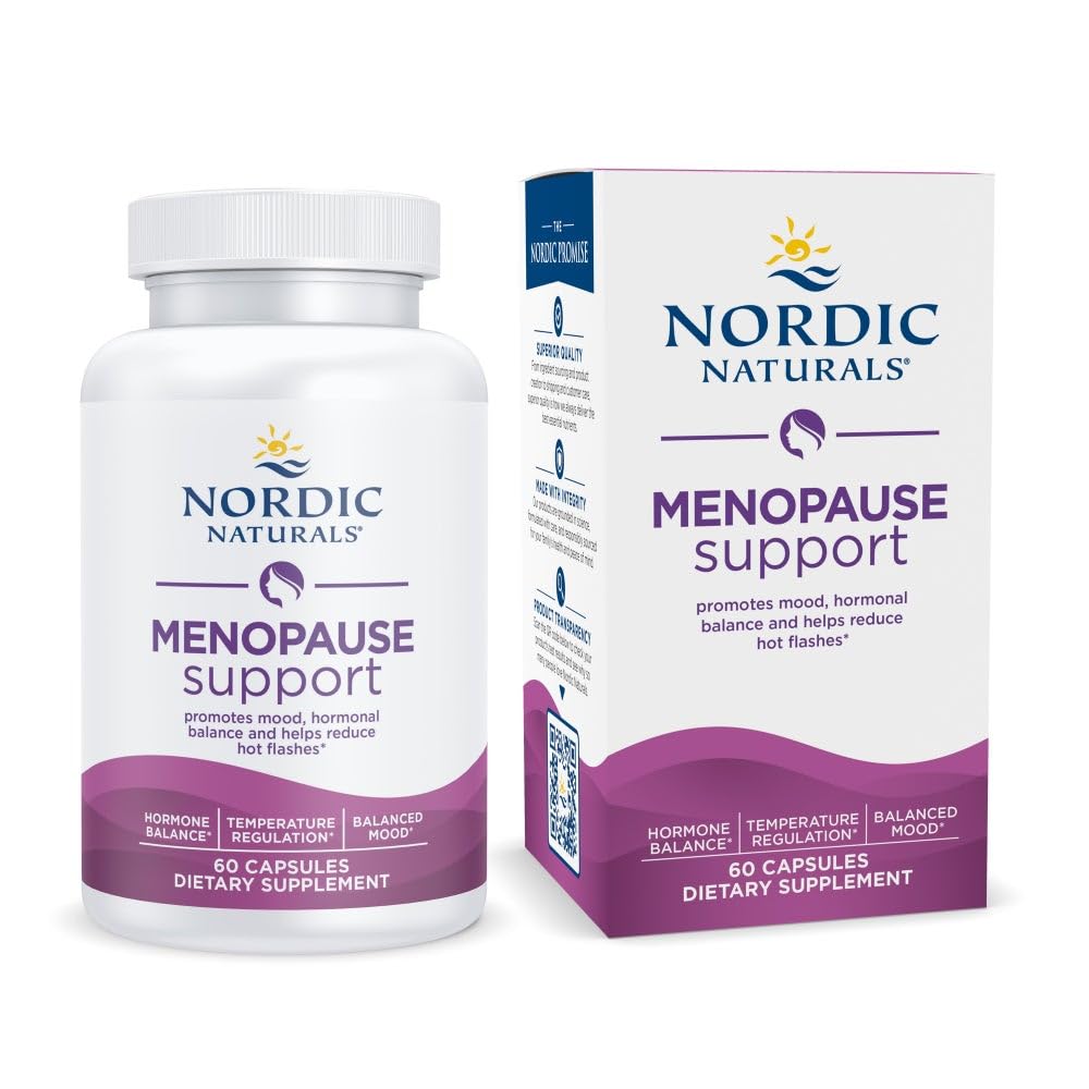 Nordic Naturals Menopause Support -Unflavored - 60 캡슐 - Menopause, Mood Balance & Hot-Flash 지원을위한 여성 호르몬 지원 보충 - 식물 기반 허브 및 Phytoestrogens - 30 서빙