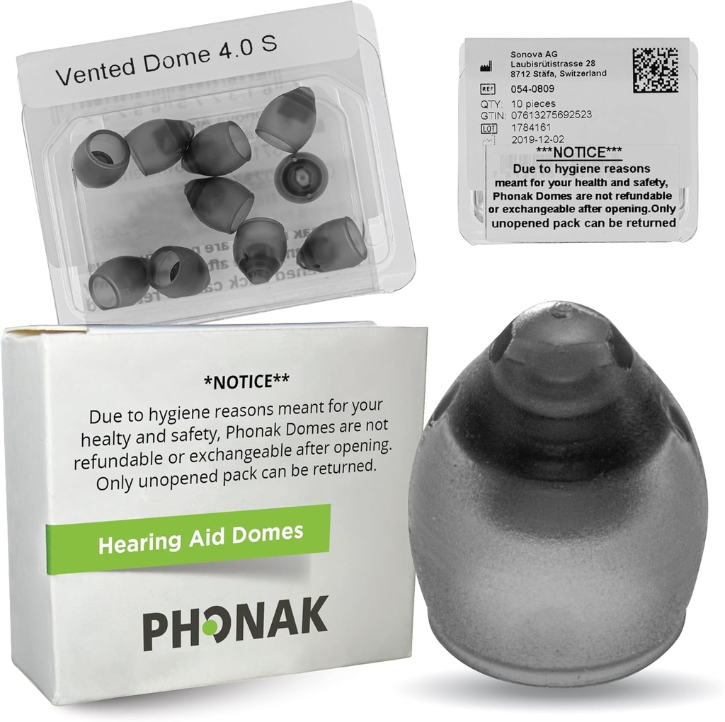 Phonak는 4.0 돔 작은 (0.29 inch=7.5mm) 10 돔, Sonova의 진짜 OEM 스위스 보충, Phonak Audeo Marvel 파라다이스 Lumity 부속품 -1 팩/10 돔을 위한 보청기 돔을 발사했습니다