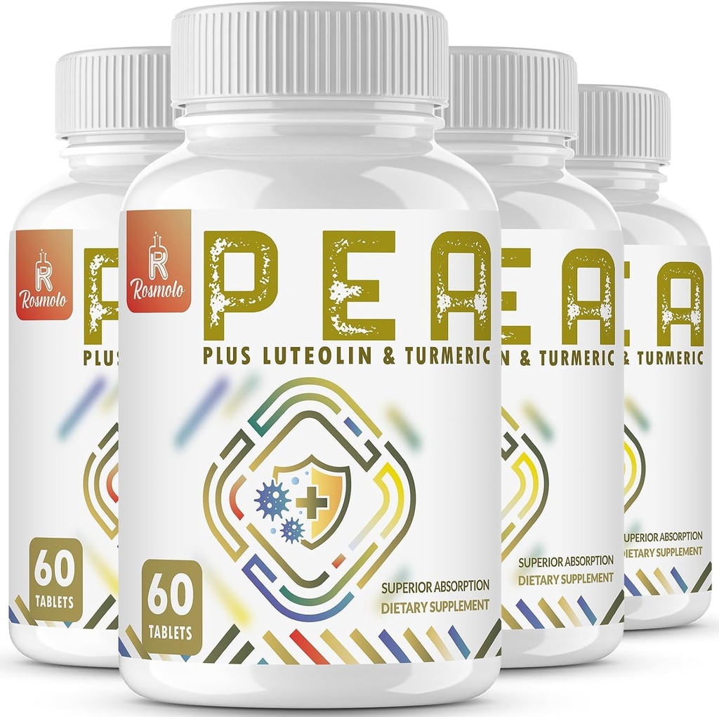 1500 MG Palmitoylethanolamide Luteolin 98 % 및 Turmeric, 높은 흡수, 불편 관리를위한 Micronized Pea 보충 - 미국 제작 - 240 정제