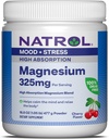 Natrol 마그네슘 325 mg의 높은 흡수 마그네슘 글리세라이드 및 탄산염 혼합은 칼을 돕기 위하여 몸, Cherry-Flavored 분말의 16.8 OZ, 90 까지 일 공급합니다